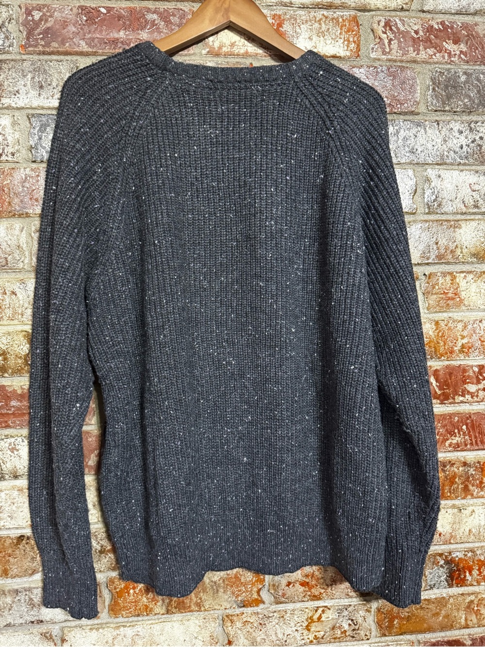 Weatherproof Vintage style Charcoal Speckled Ribbed Crewneck Sweater - Picture 2 of 6